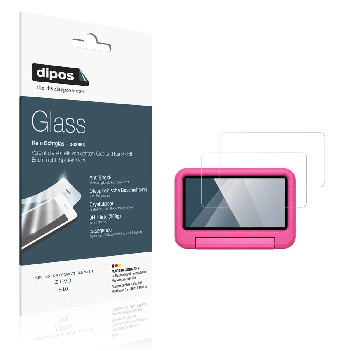 Klare Displayschutzfolie von dipos passend für ZIOVO E10, 9H kratzfest und blasenfrei montiert