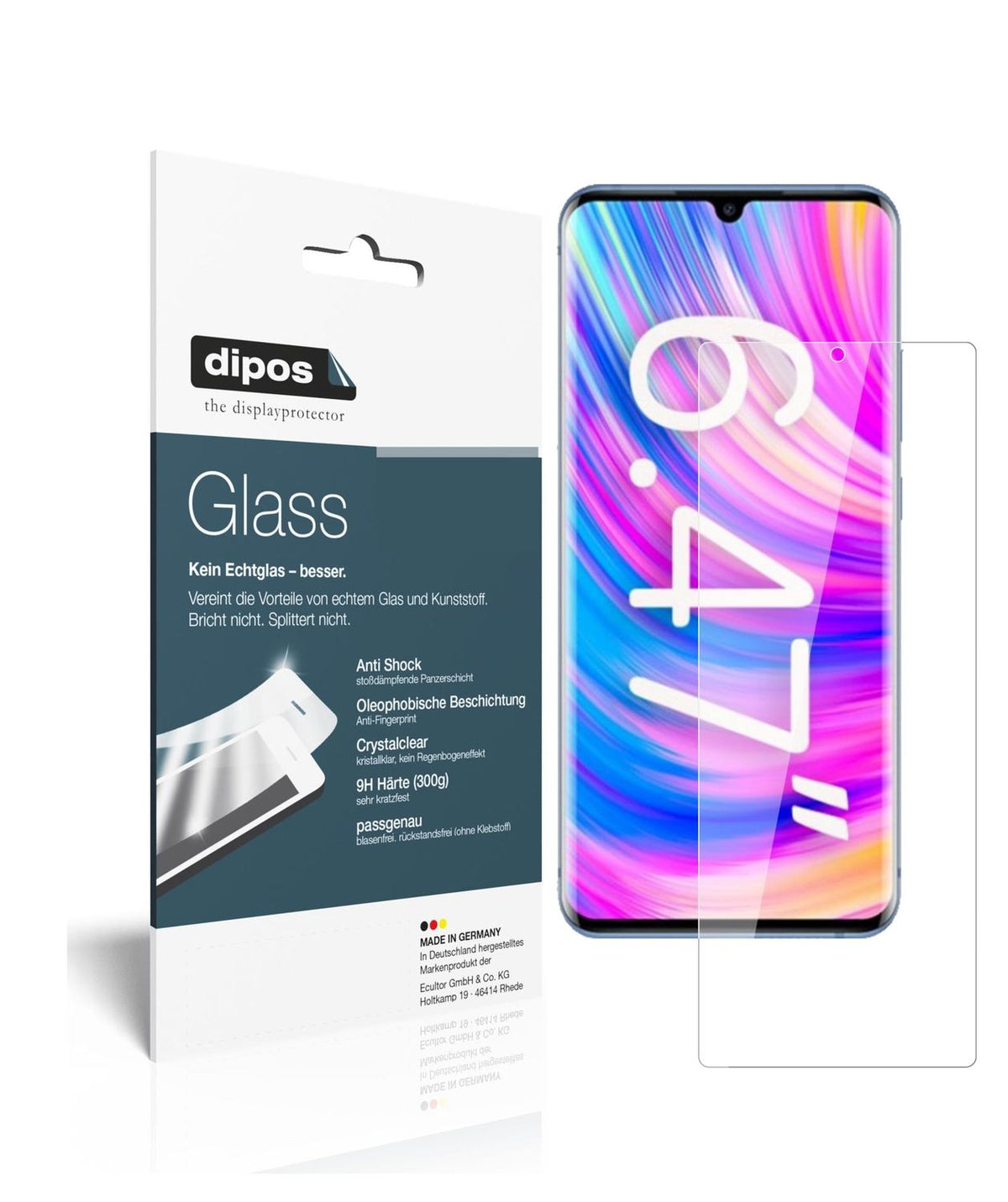 Klare Displayschutzfolie von dipos passend für ZTE Blade 20 Pro 5G, 9H kratzfest und blasenfrei montiert