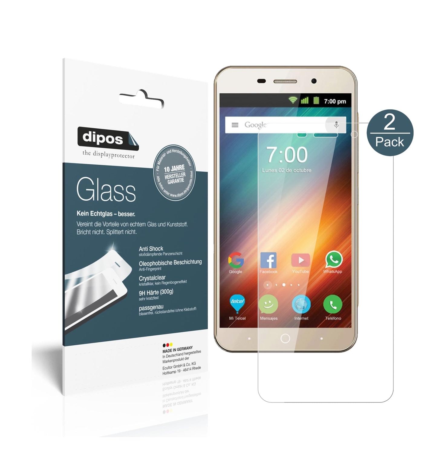 Klare Displayschutzfolie von dipos passend für ZTE Blade A602, 9H kratzfest und blasenfrei montiert