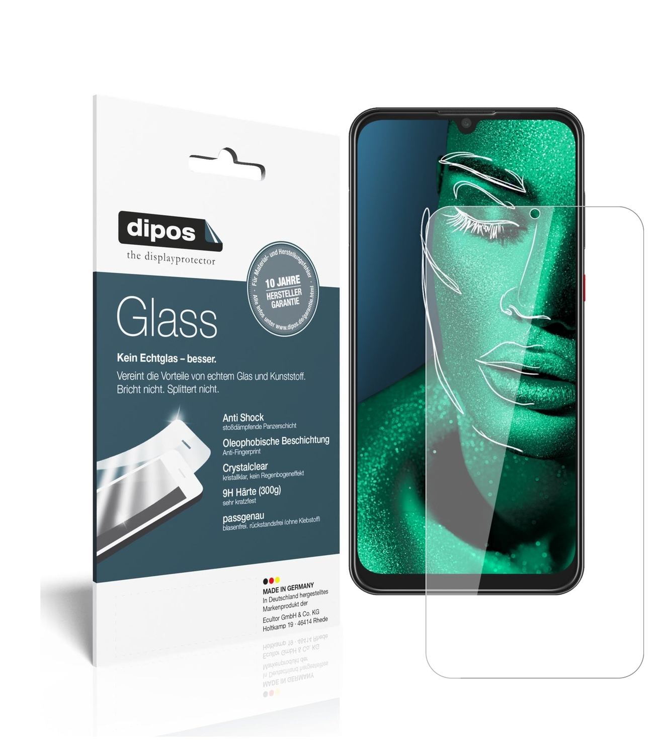Klare Displayschutzfolie von dipos passend für ZTE Blade V10 Vita, 9H kratzfest und blasenfrei montiert