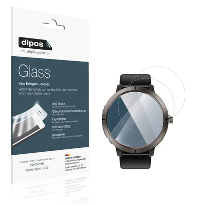 Klare Displayschutzfolie von dipos passend für ZWOIVHE Alpha Sport 1.32, 9H kratzfest und blasenfrei montiert