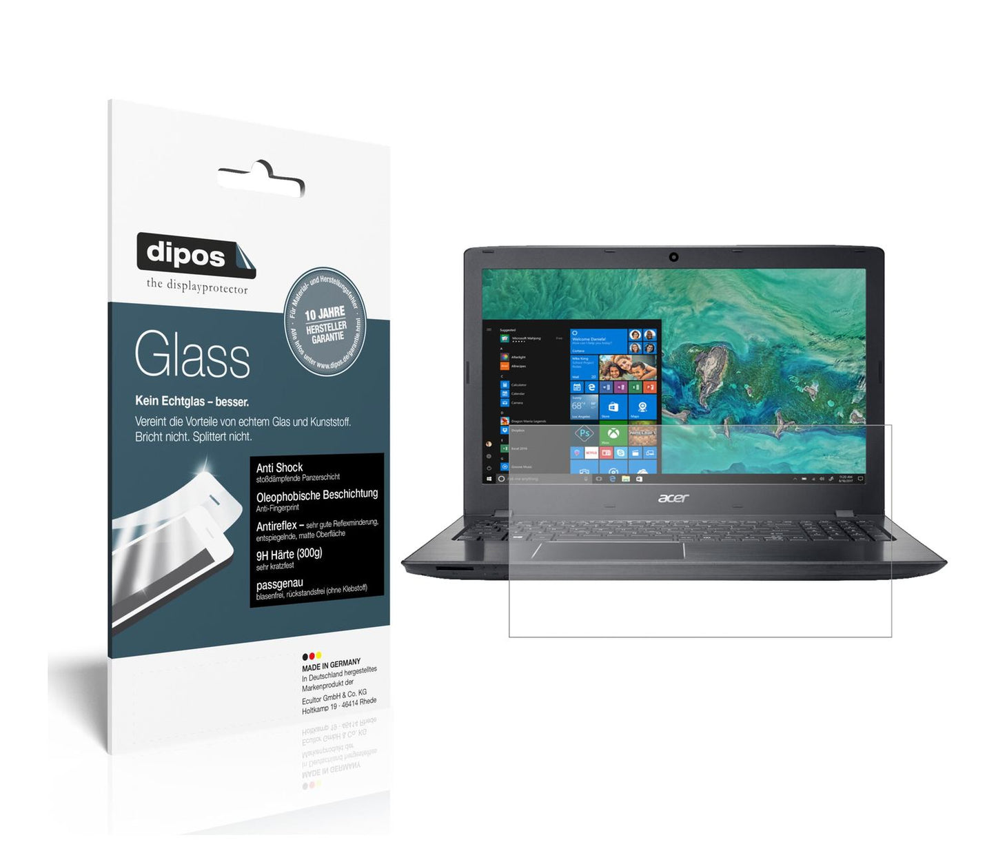Matte Displayschutzfolie von dipos passend für Acer Aspire E 15, 9H kratzfest und blasenfrei montiert