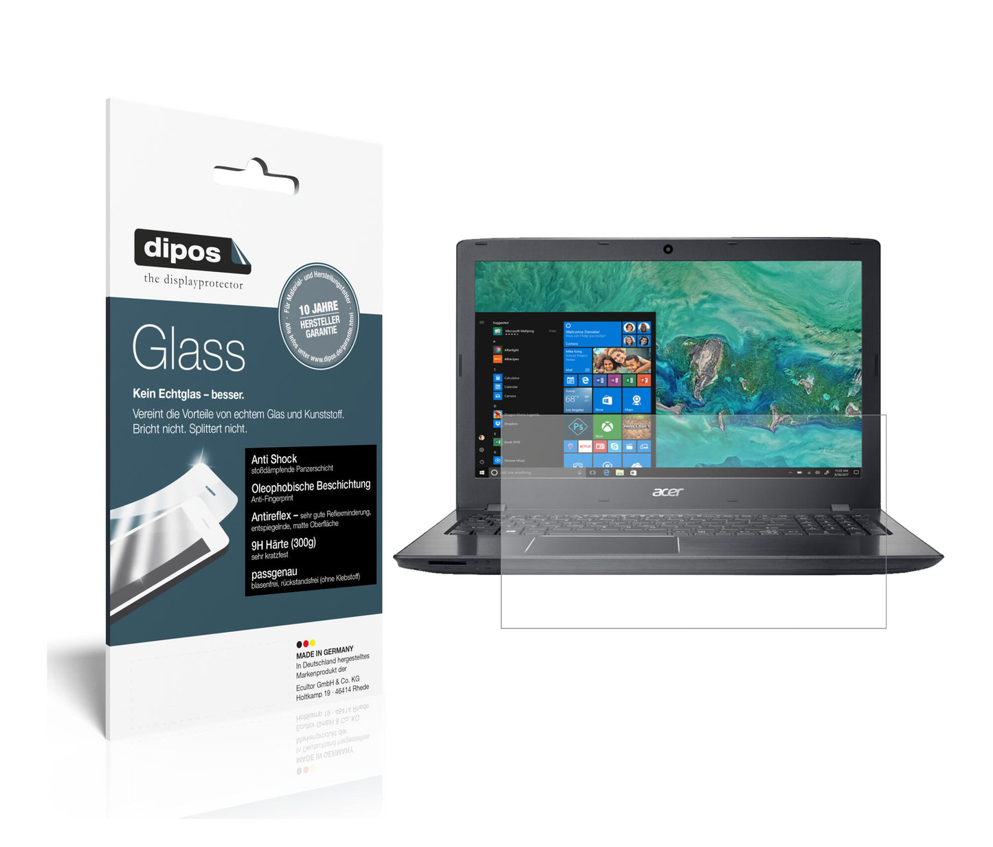 Matte Displayschutzfolie von dipos passend für Acer Aspire ES 15, 9H kratzfest und blasenfrei montiert