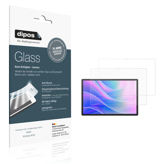 Matte Displayschutzfolie von dipos passend für Acer Iconia A16, 9H kratzfest und blasenfrei montiert