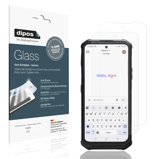 Matte Displayschutzfolie von dipos passend für AGM G3, 9H kratzfest und blasenfrei montiert
