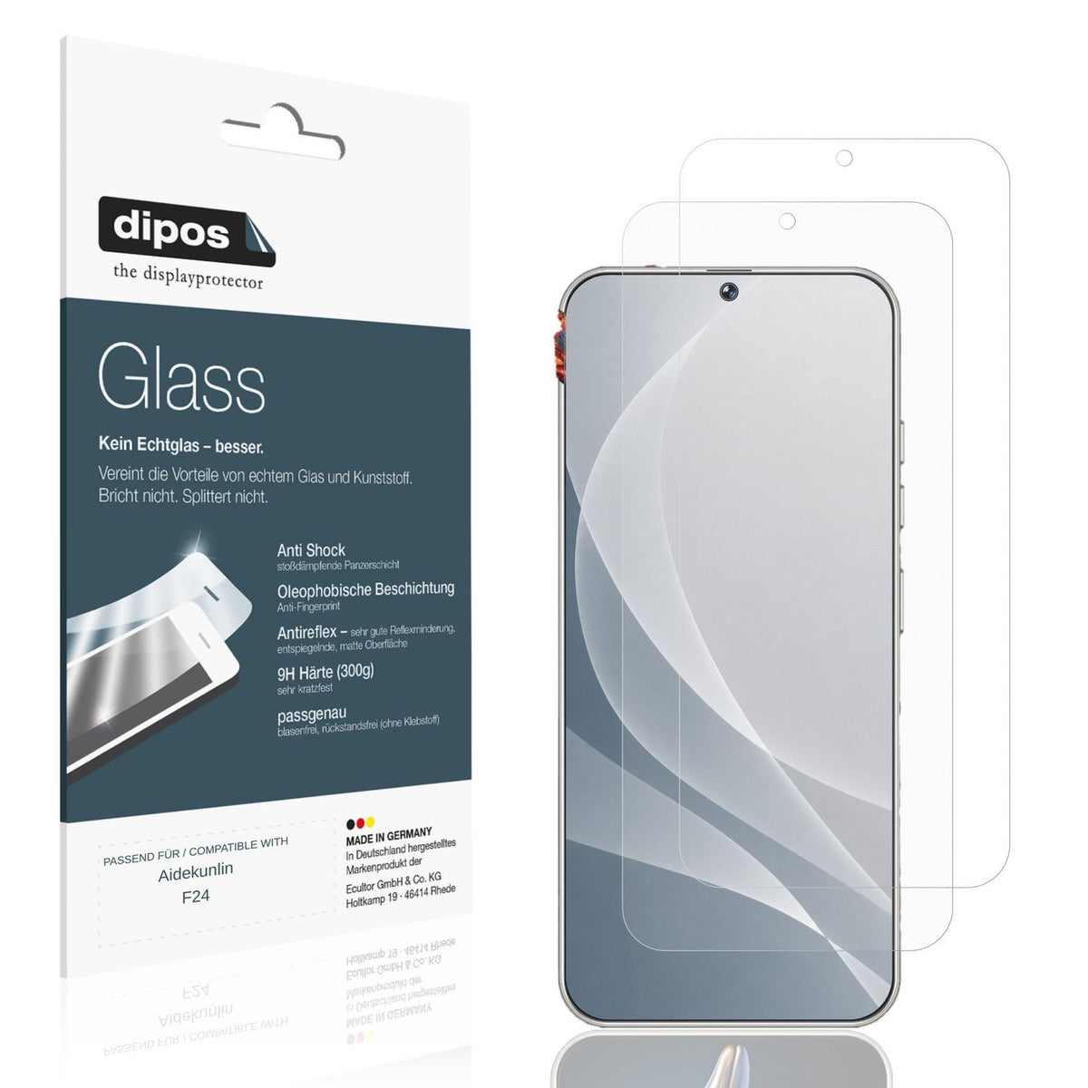Matte Displayschutzfolie von dipos passend für Aidekunlin F24, 9H kratzfest und blasenfrei montiert