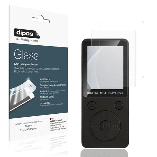 Matte Displayschutzfolie von dipos passend für Aivane S11 MP3-Player, 9H kratzfest und blasenfrei montiert