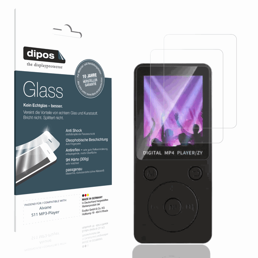 Matte Displayschutzfolie von dipos passend für Aivane S11 MP3-Player, 9H kratzfest und blasenfrei montiert