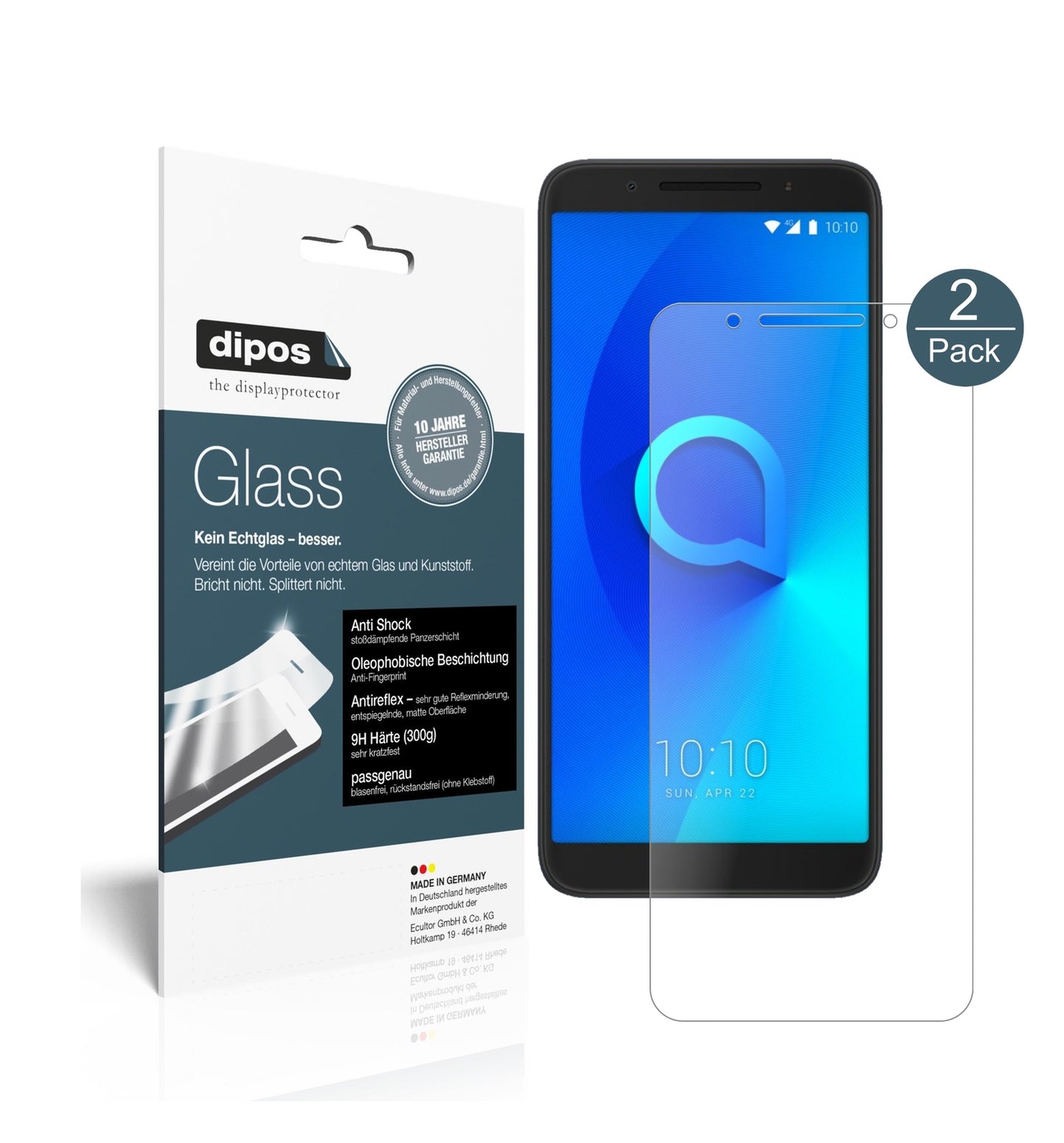 Matte Displayschutzfolie von dipos passend für Alcatel 3, 9H kratzfest und blasenfrei montiert
