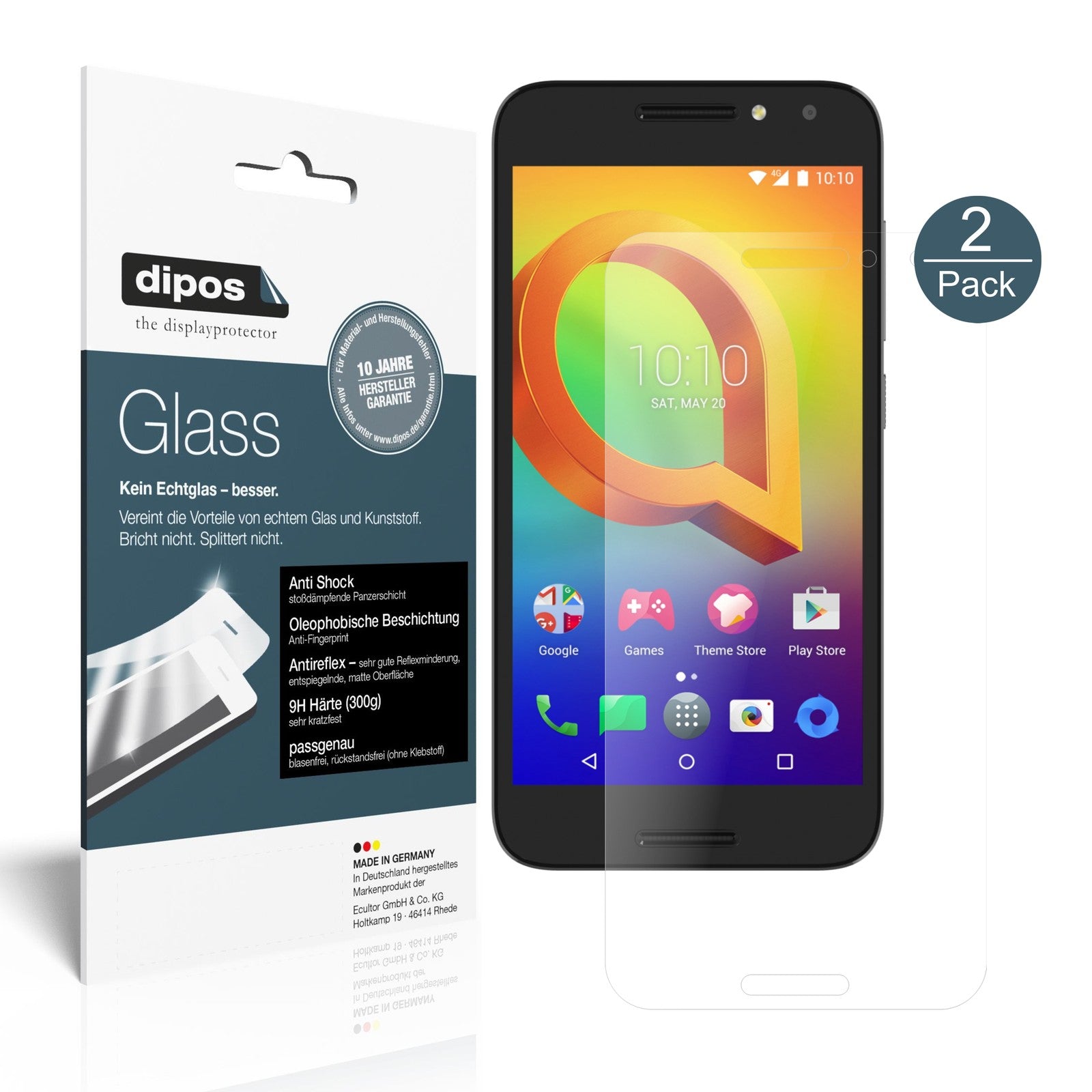 Matte Displayschutzfolie von dipos passend für Alcatel A3, 9H kratzfest und blasenfrei montiert