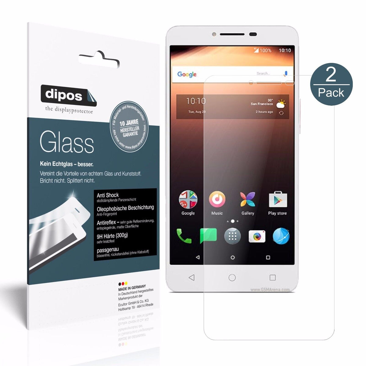 Matte Displayschutzfolie von dipos passend für Alcatel A3 XL, 9H kratzfest und blasenfrei montiert