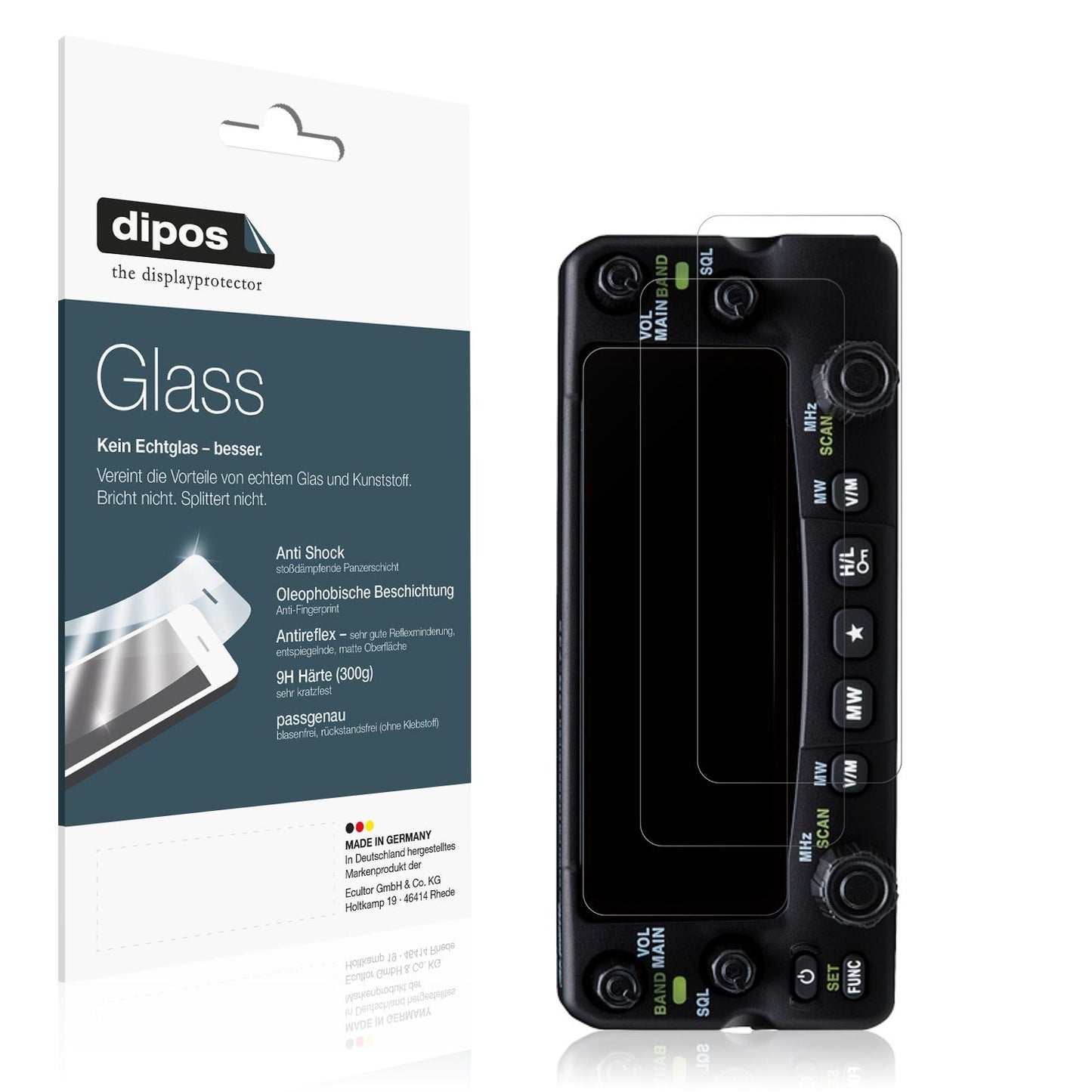 Matte Displayschutzfolie von dipos passend für Alinco DR-735-E, 9H kratzfest und blasenfrei montiert