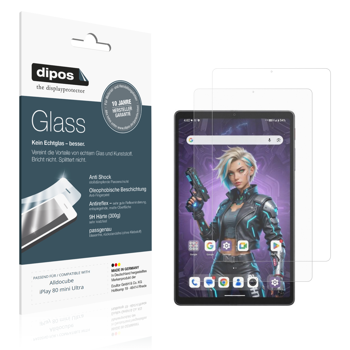 Matte Displayschutzfolie von dipos passend für Alldocube iPlay 80 mini Ultra, 9H kratzfest und blasenfrei montiert