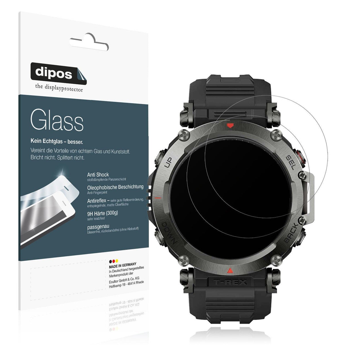 Matte Displayschutzfolie von dipos passend für Amazfit T-Rex Ultra, 9H kratzfest und blasenfrei montiert
