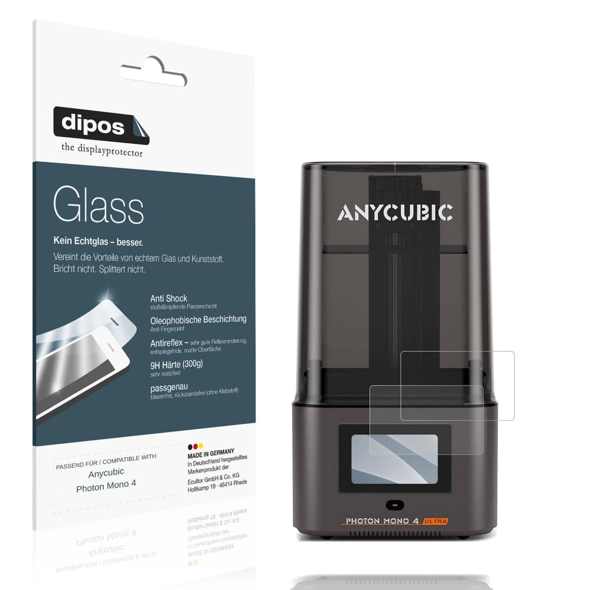 Matte Displayschutzfolie von dipos passend für Anycubic Photon Mono 4, 9H kratzfest und blasenfrei montiert