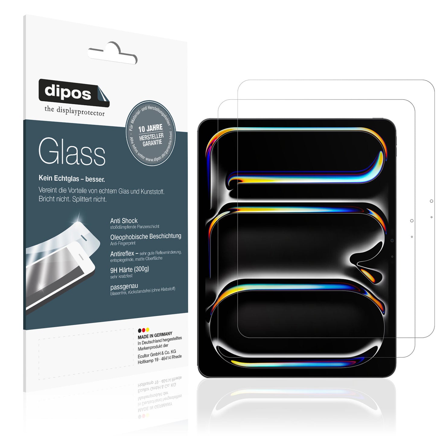 Matte Displayschutzfolie von dipos passend für Apple iPad Pro 13 Zoll M4 2024, 9H kratzfest und blasenfrei montiert