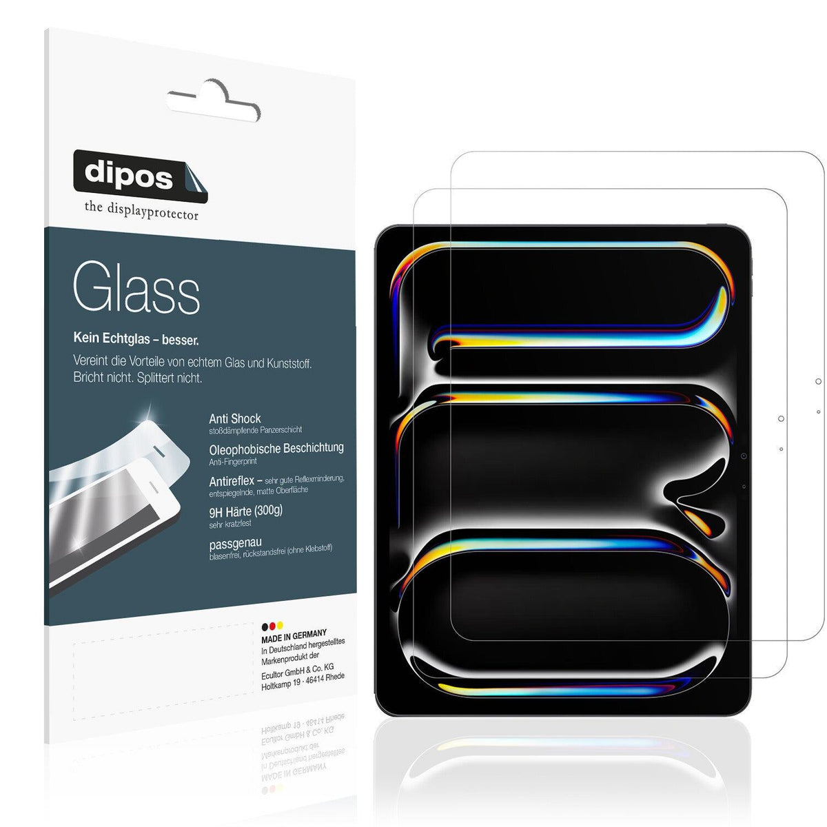 Matte Displayschutzfolie von dipos passend für Apple iPad Pro 13 Zoll M4 2024, 9H kratzfest und blasenfrei montiert