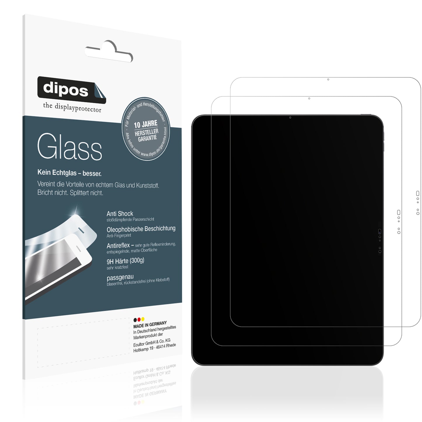Matte Displayschutzfolie von dipos passend für Apple iPad Pro M5 11 Zoll, 9H kratzfest und blasenfrei montiert