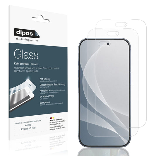 Matte Displayschutzfolie von dipos passend für Apple iPhone 18 Pro, 9H kratzfest und blasenfrei montiert