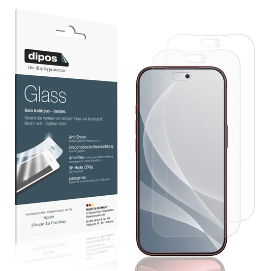 Matte Displayschutzfolie von dipos passend für Apple iPhone 18 Pro Max, 9H kratzfest und blasenfrei montiert