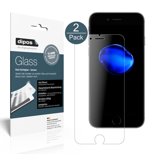Matte Displayschutzfolie von dipos passend für Apple iPhone 7 Plus, 9H kratzfest und blasenfrei montiert