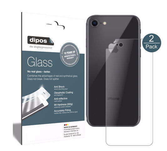 Matte Displayschutzfolie von dipos passend für Apple iPhone 8 Rückseite, 9H kratzfest und blasenfrei montiert