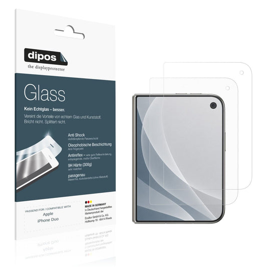 Matte Displayschutzfolie von dipos passend für Apple iPhone Duo Aussenseite, 9H kratzfest und blasenfrei montiert