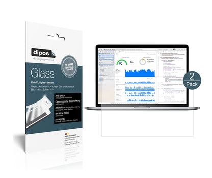 Matte Displayschutzfolie von dipos passend für Apple MacBook Pro 15 Zoll (2019), 9H kratzfest und blasenfrei montiert