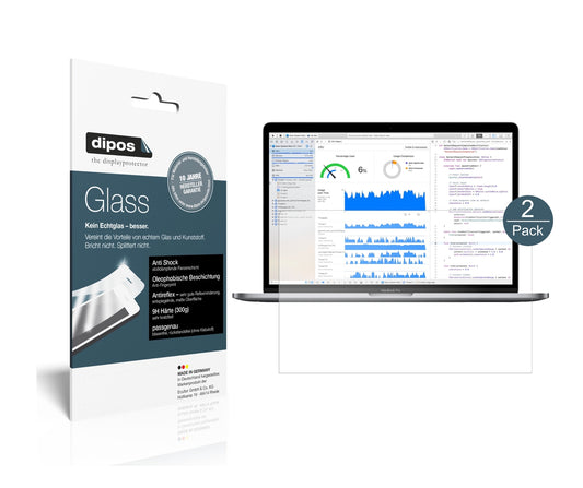 Matte Displayschutzfolie von dipos passend für Apple MacBook Pro 15 Zoll (2019), 9H kratzfest und blasenfrei montiert