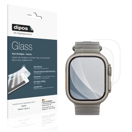 Matte Displayschutzfolie von dipos passend für Apple Watch Ultra 4, 9H kratzfest und blasenfrei montiert