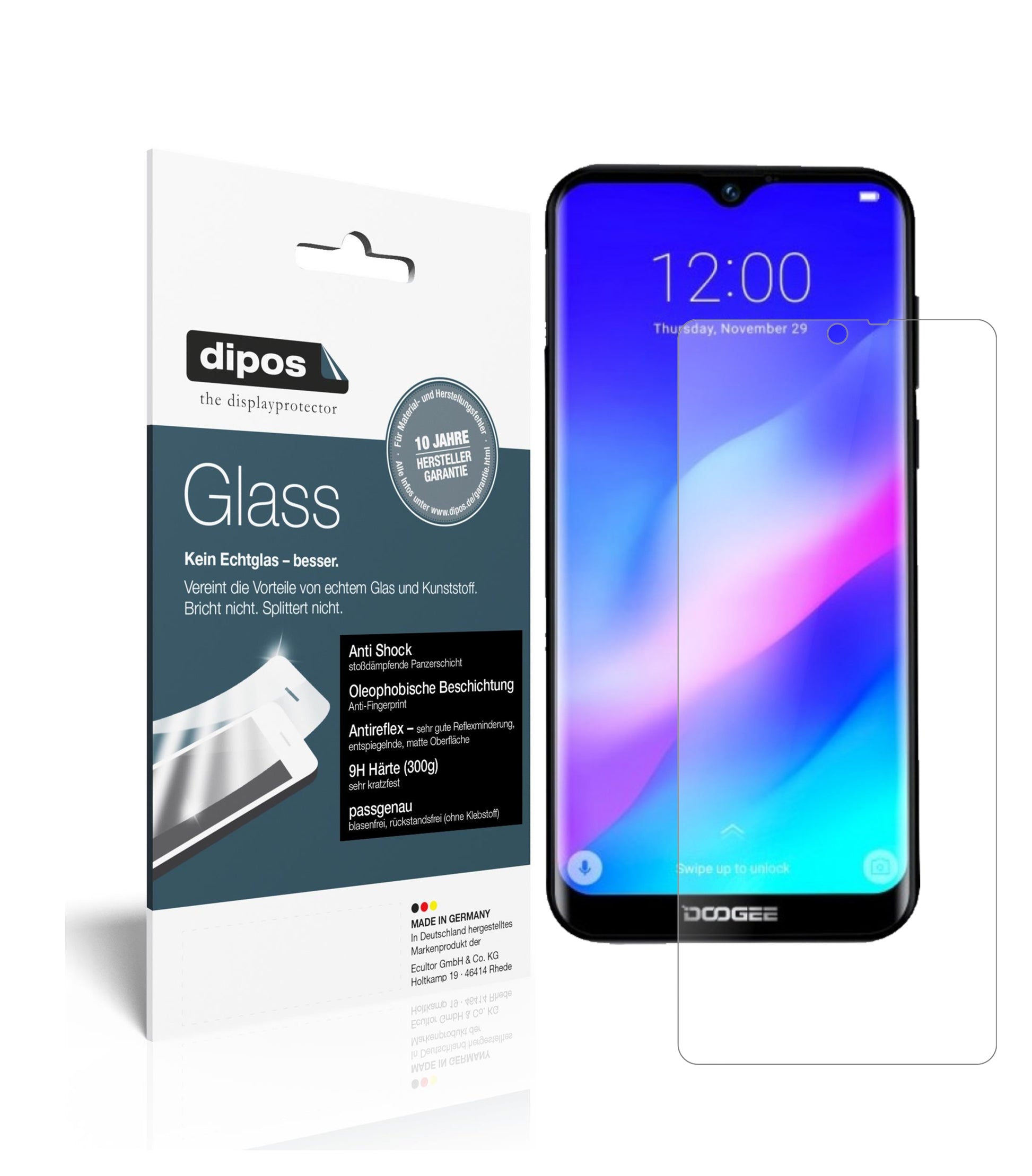 Matte Displayschutzfolie von dipos passend für Archos Oxygen 57, 9H kratzfest und blasenfrei montiert