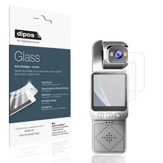 Matte Displayschutzfolie von dipos passend für ARMYJY Clip-On Body Cam, 9H kratzfest und blasenfrei montiert
