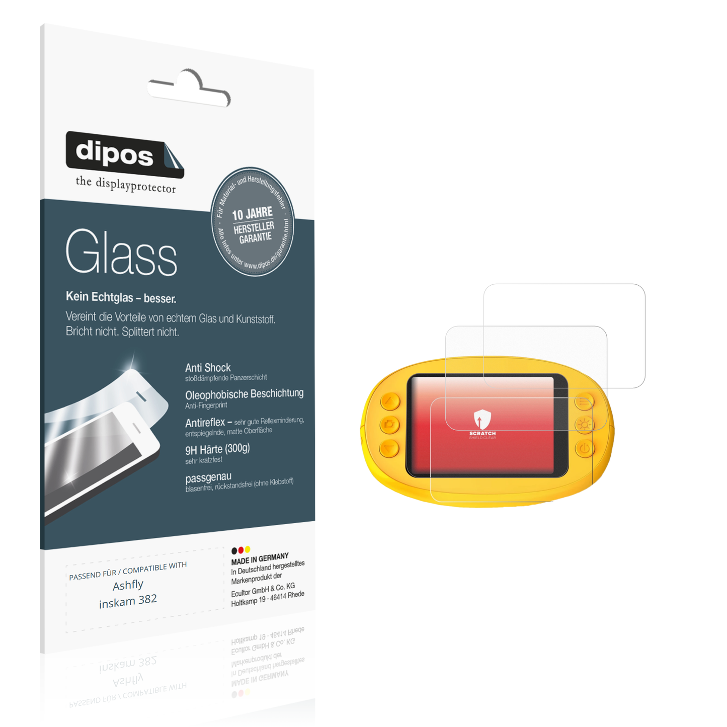 Matte Displayschutzfolie von dipos passend für Ashfly inskam 382, 9H kratzfest und blasenfrei montiert