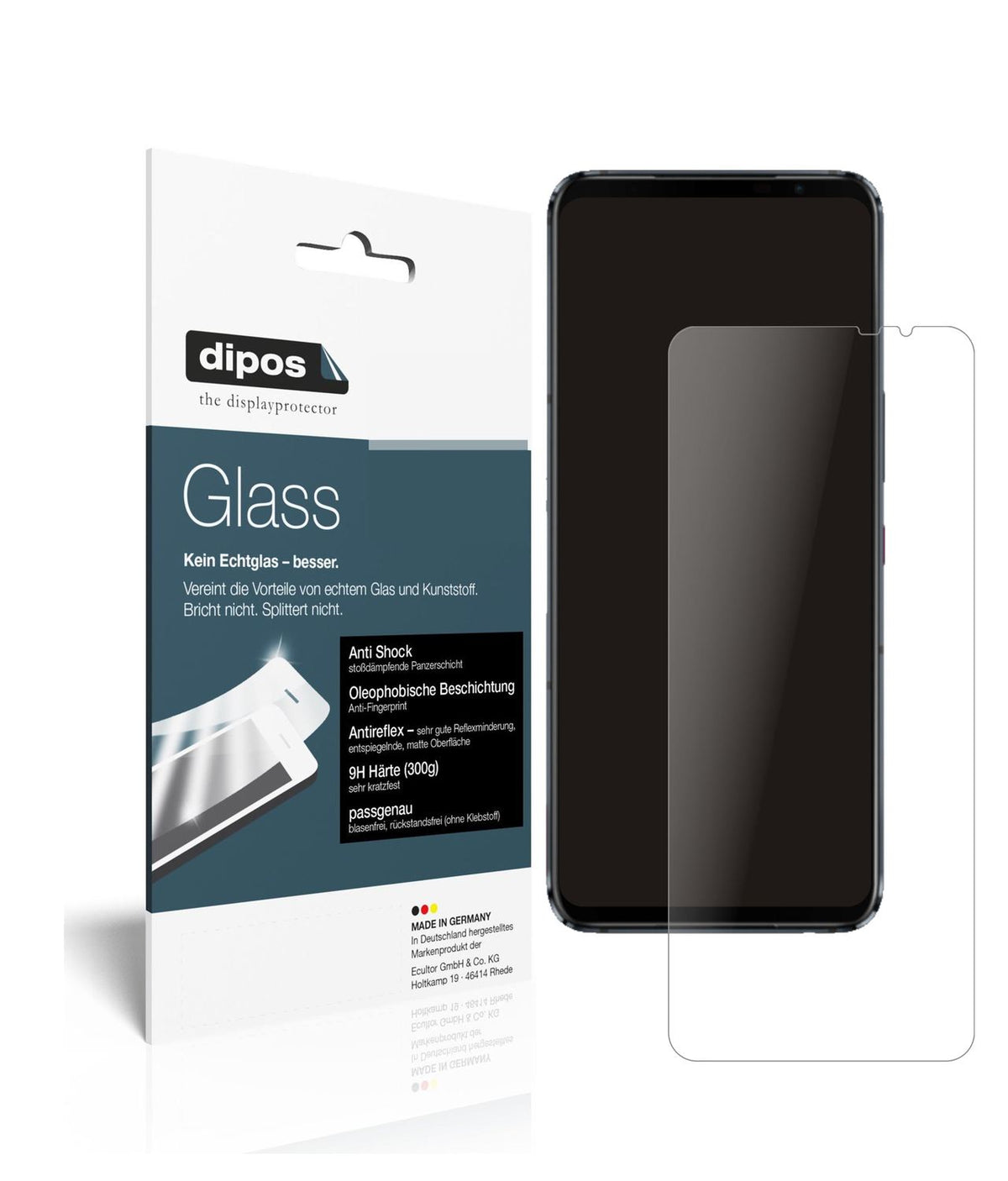 Matte Displayschutzfolie von dipos passend für Asus ROG Phone 5s, 9H kratzfest und blasenfrei montiert