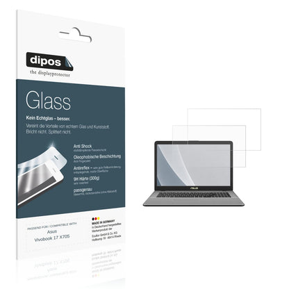 Matte Displayschutzfolie von dipos passend für Asus Vivobook 17 X705, 9H kratzfest und blasenfrei montiert