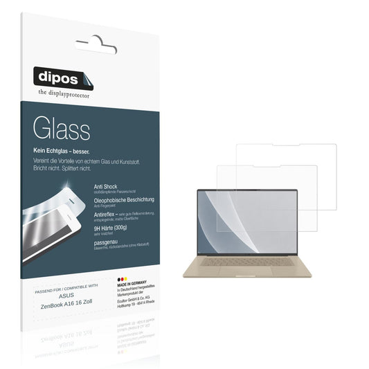 Matte Displayschutzfolie von dipos passend für ASUS ZenBook A16 16 Zoll, 9H kratzfest und blasenfrei montiert