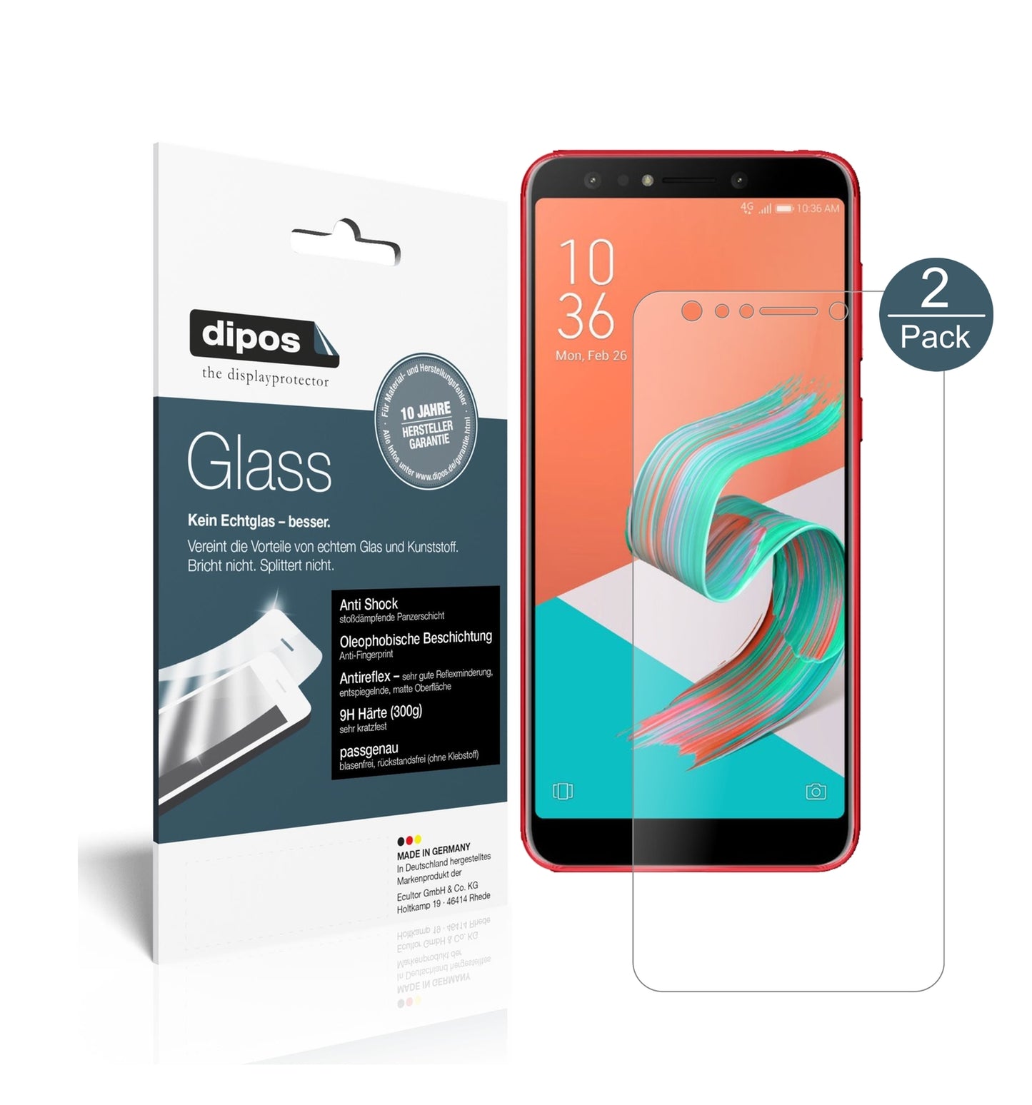 Matte Displayschutzfolie von dipos passend für Asus Zenfone 5 Lite (ZC600KL), 9H kratzfest und blasenfrei montiert
