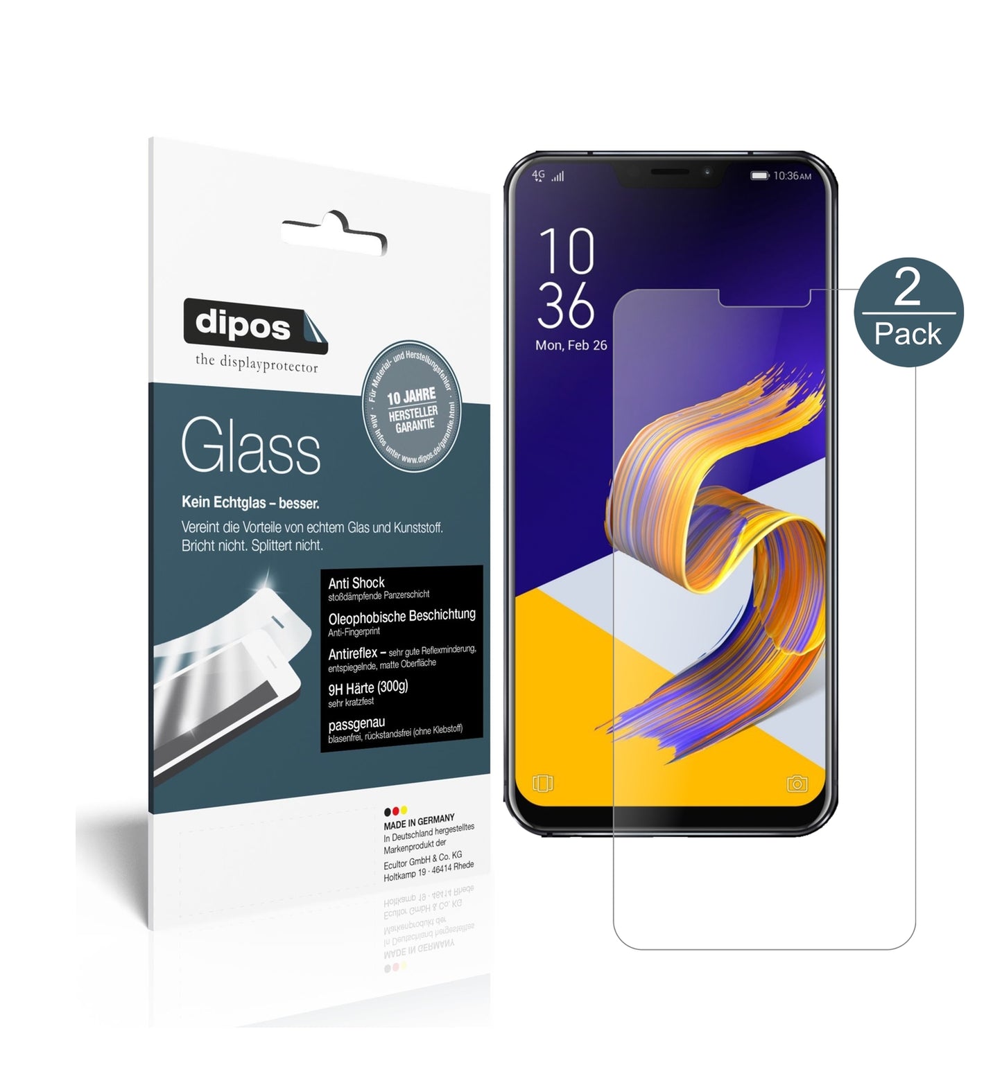 Matte Displayschutzfolie von dipos passend für Asus Zenfone 5 ZE620KL, 9H kratzfest und blasenfrei montiert