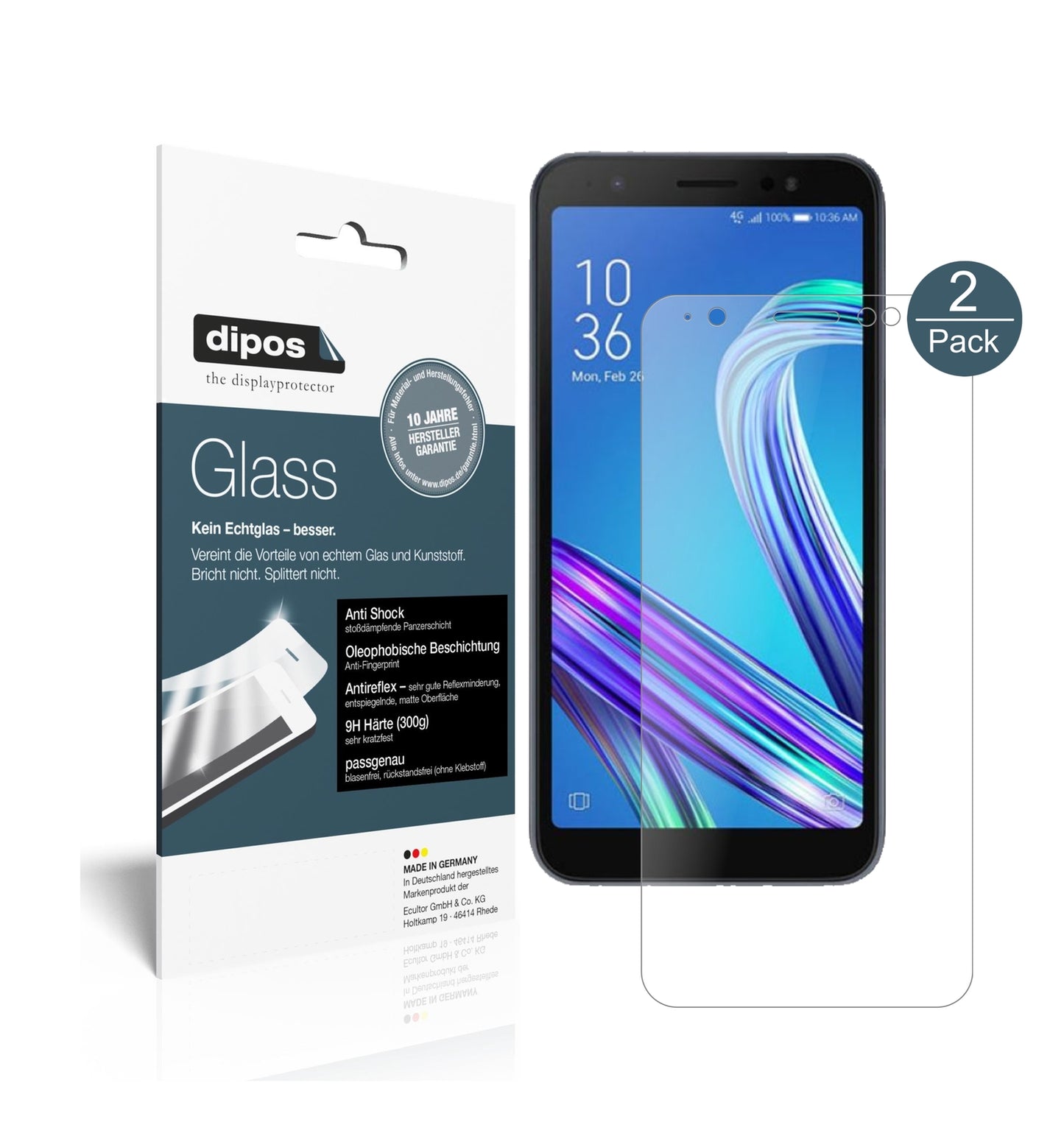 Matte Displayschutzfolie von dipos passend für Asus Zenfone Live L1 ZA550KL, 9H kratzfest und blasenfrei montiert