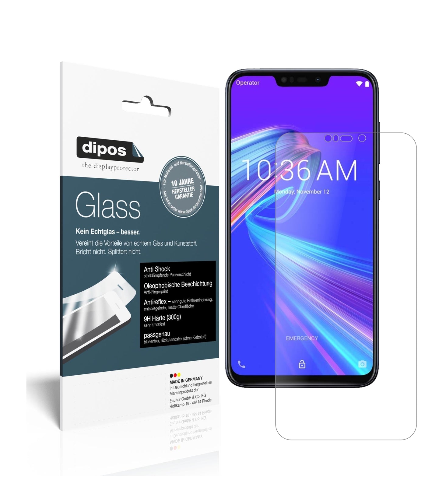 Matte Displayschutzfolie von dipos passend für Asus ZenFone Max (M2), 9H kratzfest und blasenfrei montiert