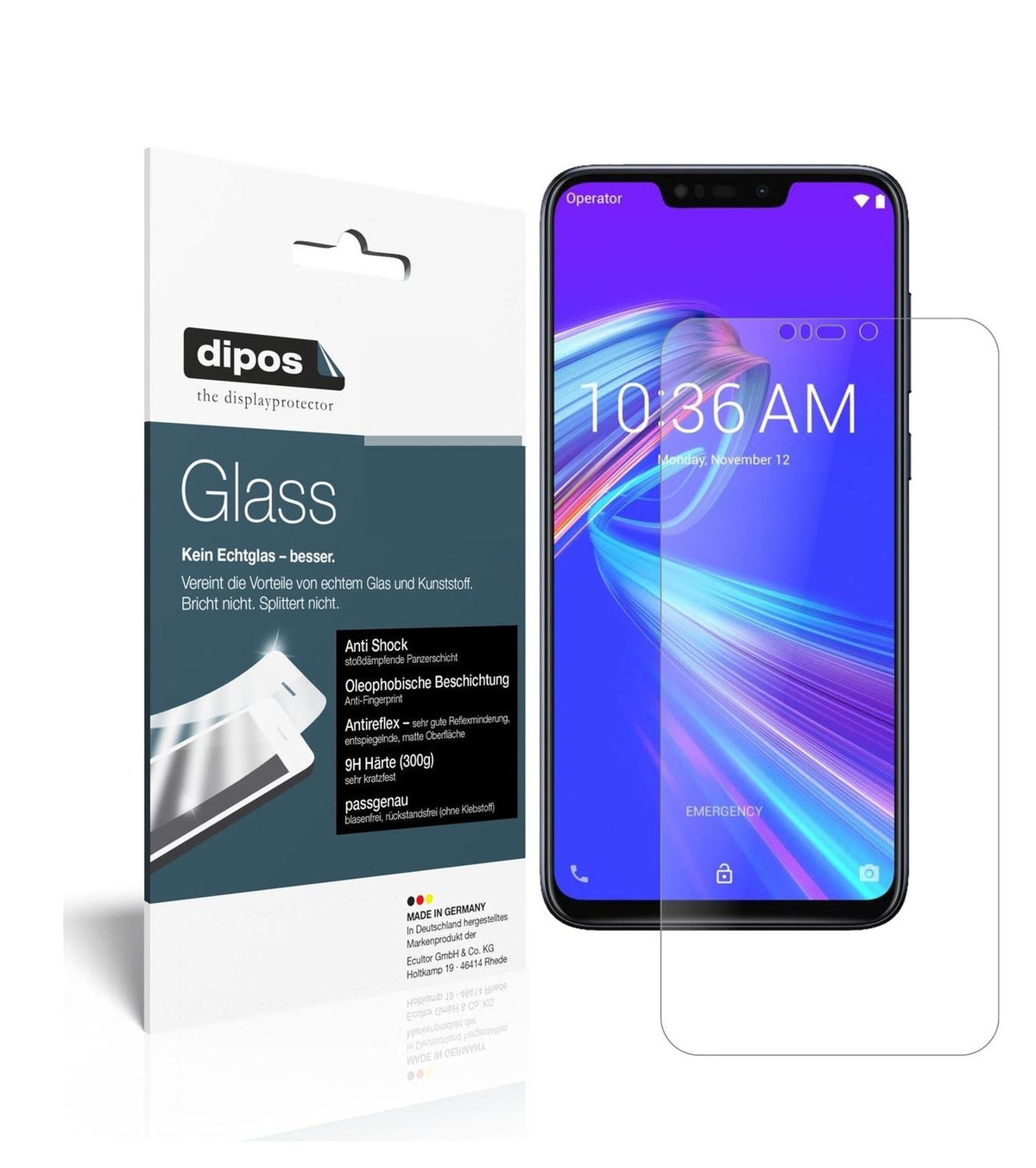 Matte Displayschutzfolie von dipos passend für Asus ZenFone Max (M2), 9H kratzfest und blasenfrei montiert