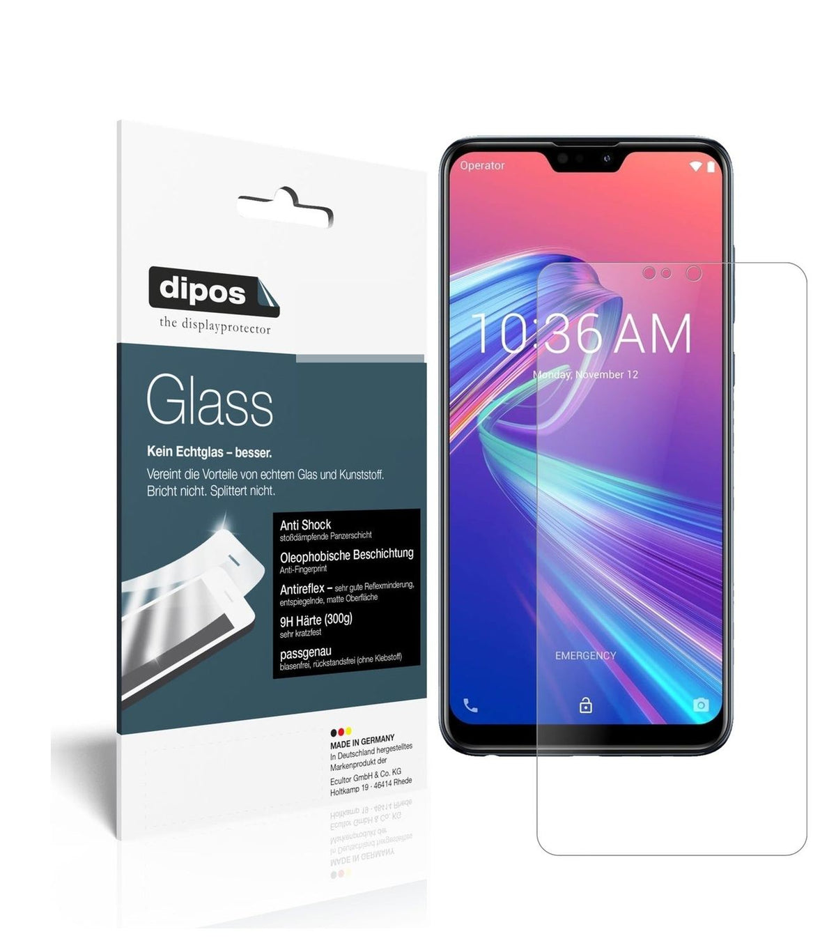 Matte Displayschutzfolie von dipos passend für Asus ZenFone Max Pro (M2), 9H kratzfest und blasenfrei montiert