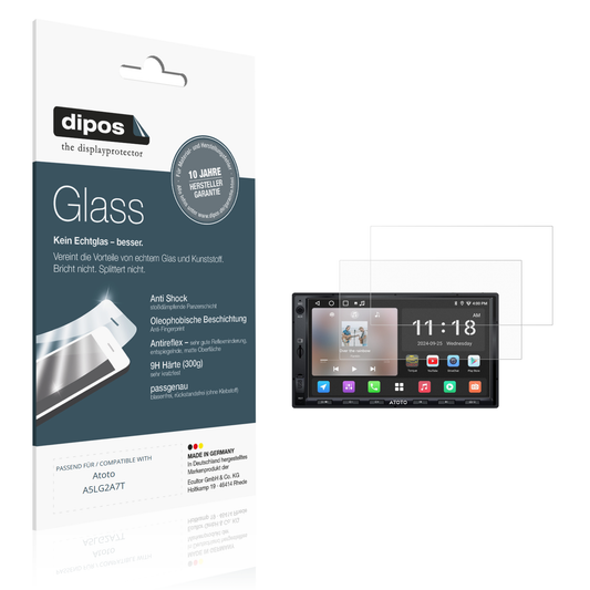 Matte Displayschutzfolie von dipos passend für Atoto A5LG2A7T, 9H kratzfest und blasenfrei montiert