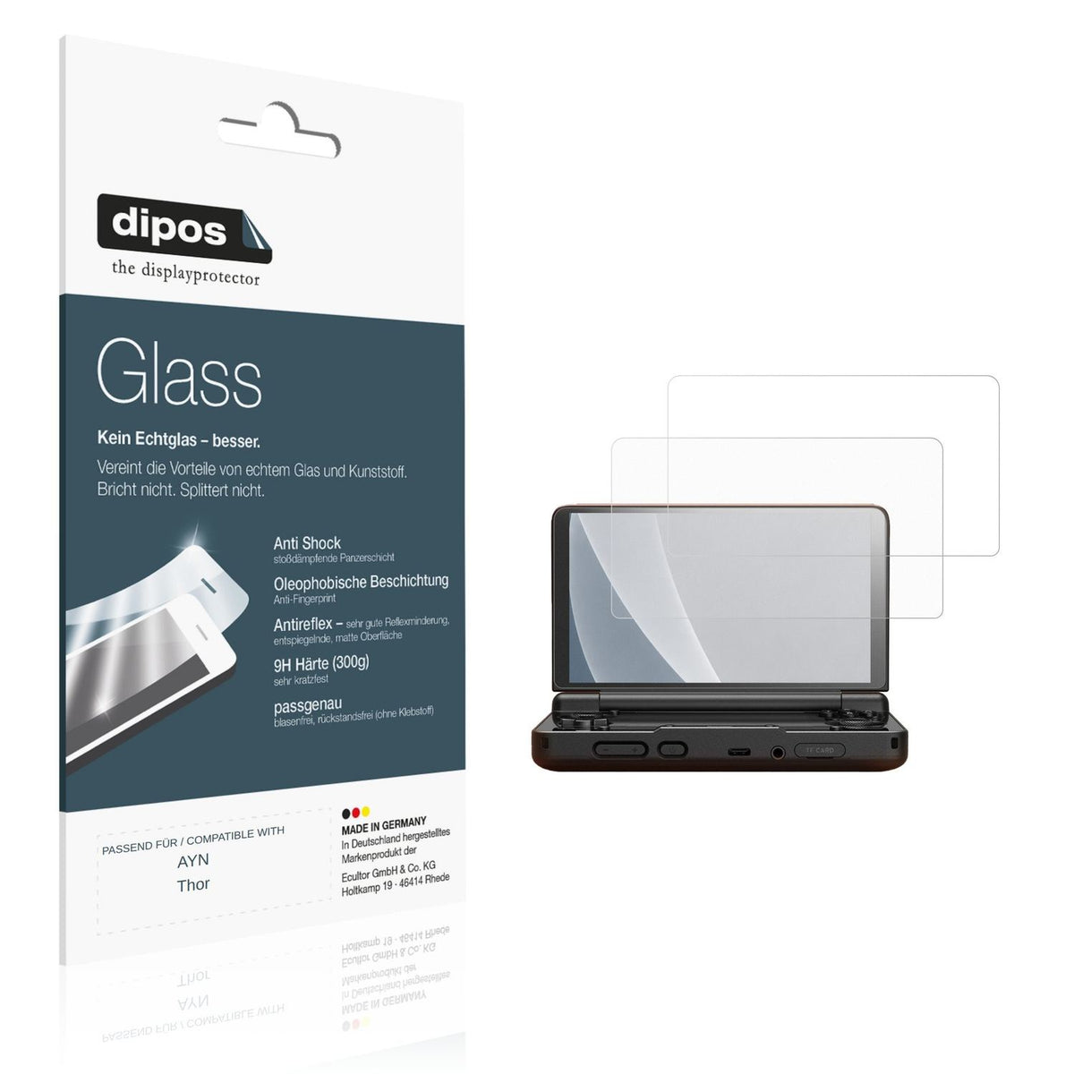 Matte Displayschutzfolie von dipos passend für AYN Thor, 9H kratzfest und blasenfrei montiert