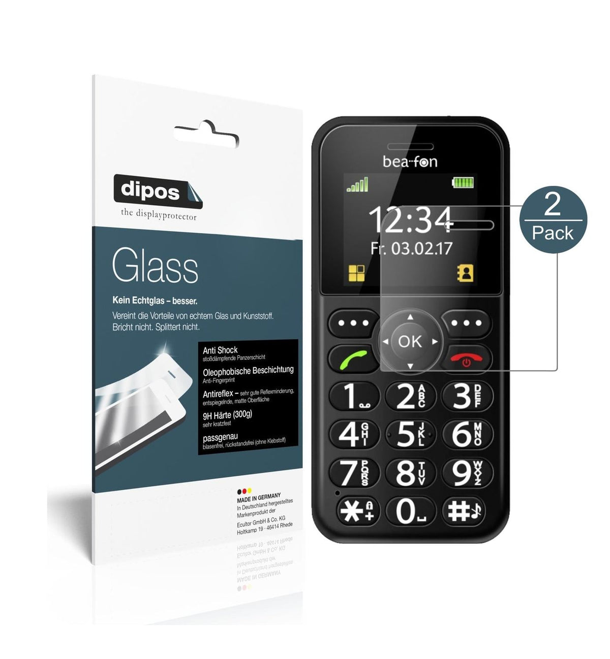 Matte Displayschutzfolie von dipos passend für bea-fon SL150, 9H kratzfest und blasenfrei montiert