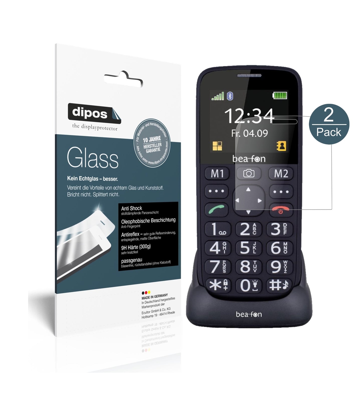 Matte Displayschutzfolie von dipos passend für bea-fon SL240, 9H kratzfest und blasenfrei montiert