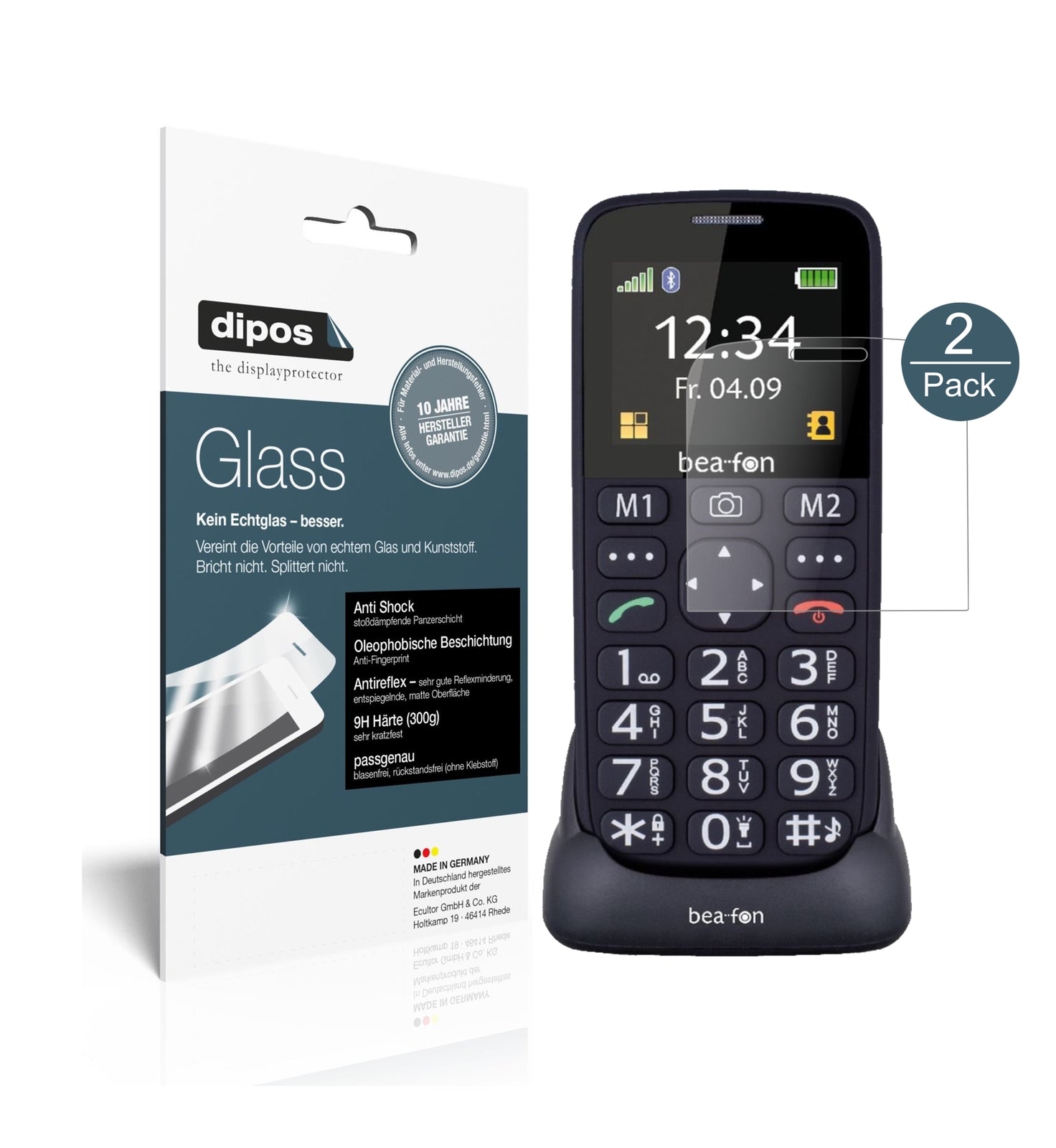 Matte Displayschutzfolie von dipos passend für bea-fon SL240, 9H kratzfest und blasenfrei montiert