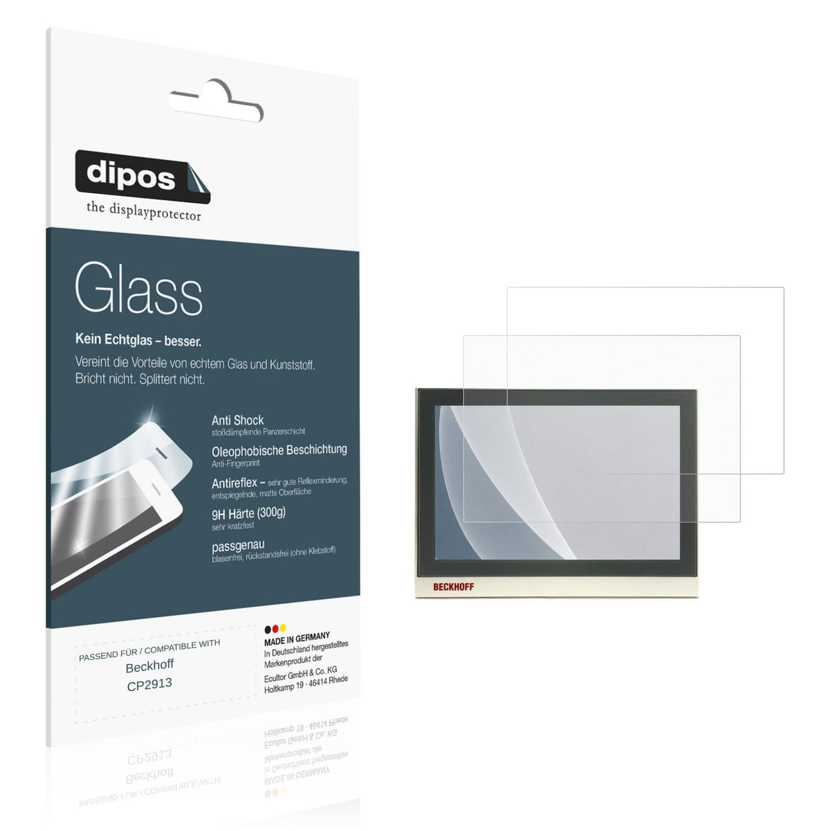 Matte Displayschutzfolie von dipos passend für Beckhoff CP2913, 9H kratzfest und blasenfrei montiert