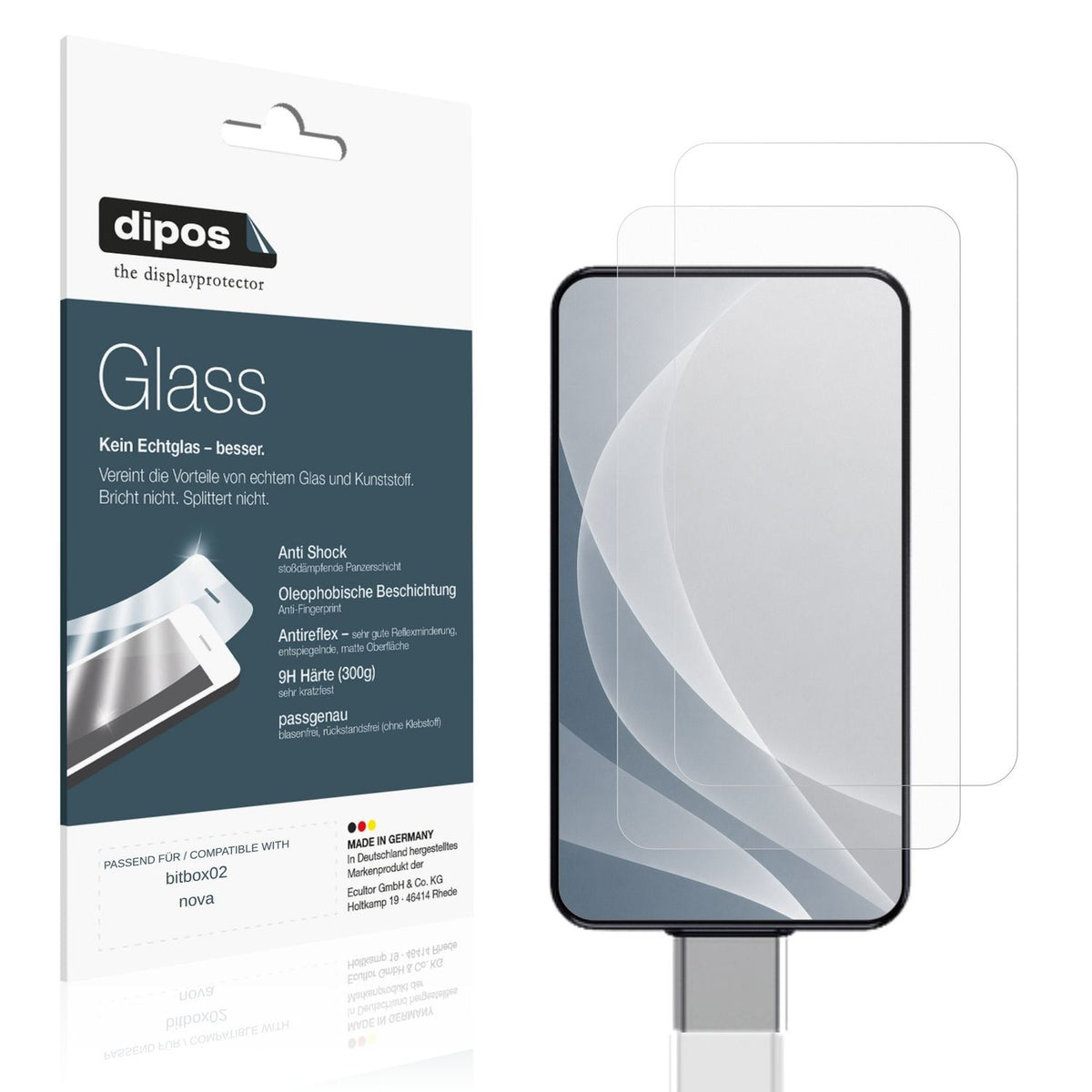Matte Displayschutzfolie von dipos passend für bitbox02 nova, 9H kratzfest und blasenfrei montiert