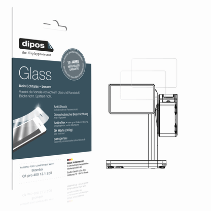 Matte Displayschutzfolie von dipos passend für Bizerba Q1 pro 400 12.1 Zoll, 9H kratzfest und blasenfrei montiert